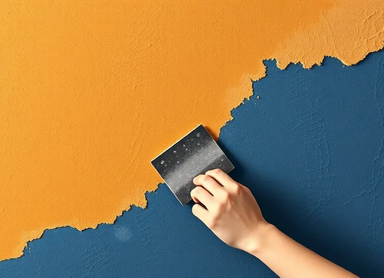 Application d'un enduit décoratif à la lisseuse sur un mur